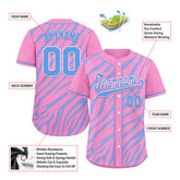 Custom Pink Blue Zebra Pattern Personalized Authentic Baseball Jersey BSBJ01-D020201-18
